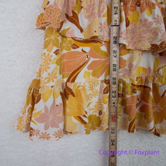 Lost + Wander Sorrento Yellow Multi Floral Print Tiered Mini Dress,‎ size L - Picture 7 of 16
